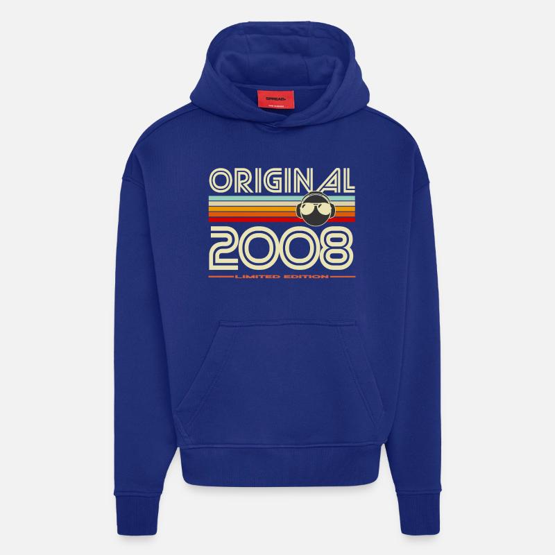 Original 2008 Édition Rétro - Sweat à capuche bio épais oversize fabriqué en UE - Iconic Blue
