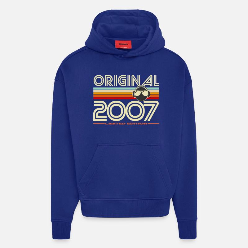 Original 2007 Édition Rétro - Sweat à capuche bio épais oversize fabriqué en UE - Iconic Blue