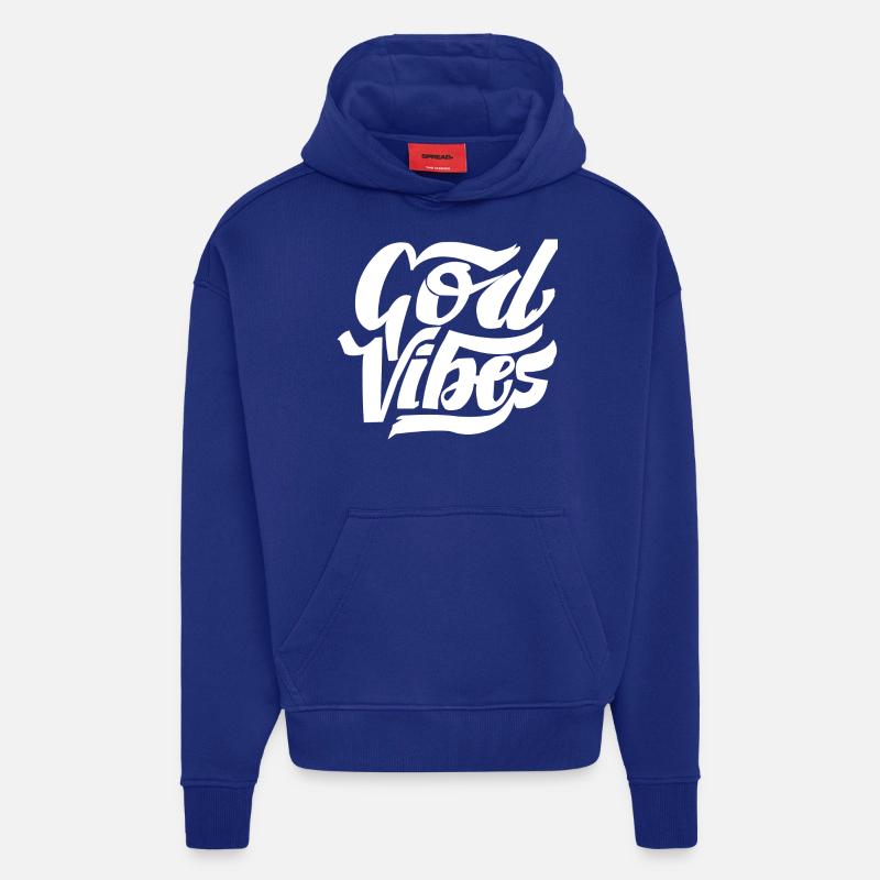 GOD VIBES - Sweat à capuche bio épais oversize fabriqué en UE - Iconic Blue