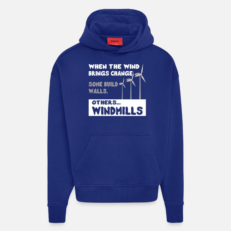 Citation éolienne changement d'énergie éolienne - Sweat à capuche bio épais oversize fabriqué en UE - Iconic Blue