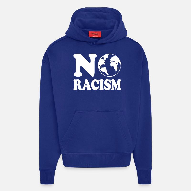 No racism - Sweat à capuche bio épais oversize fabriqué en UE - Iconic Blue