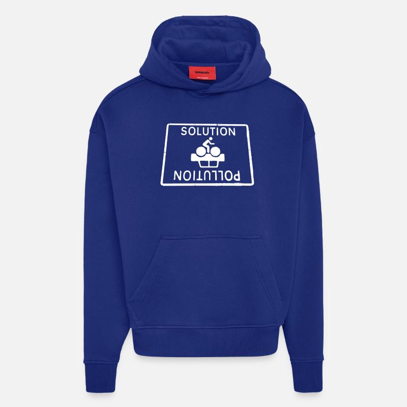 à la pollution, solution - Sweat à capuche bio épais oversize fabriqué en UE - Iconic Blue