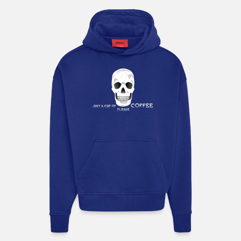 Caféine de café Crâne - Sweat à capuche bio épais oversize fabriqué en UE - Iconic Blue