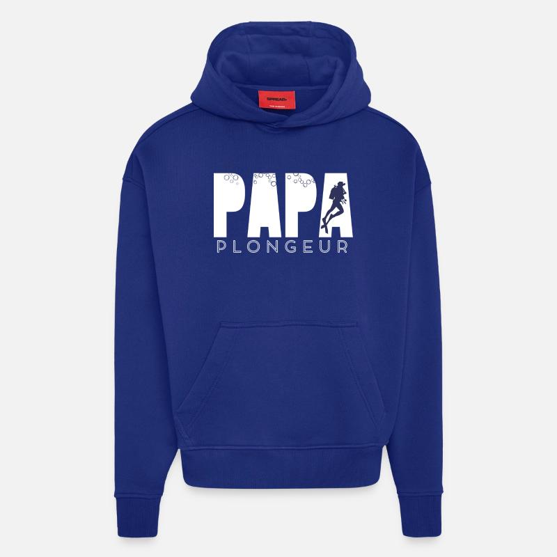 PAPA PLONGEUR 2 - Sweat à capuche bio épais oversize fabriqué en UE - Iconic Blue