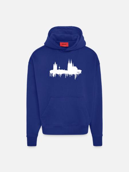 Skyline Köln - Weiß - Hoodie- made by SPREAD - Iconic Blue