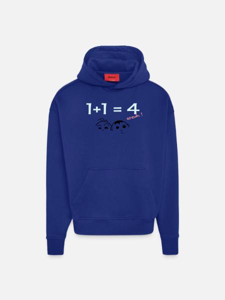 1 + 1 = 4 - Sweat à capuche bio épais oversize fabriqué en UE - Iconic Blue
