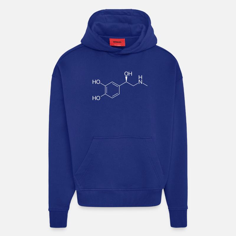 Molécule d'adrénaline - blanc - Sweat à capuche bio épais oversize fabriqué en UE - Iconic Blue