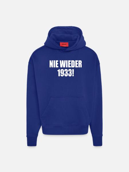 Never again 1933 - Hoodie- made by SPREAD  - Iconic Blue