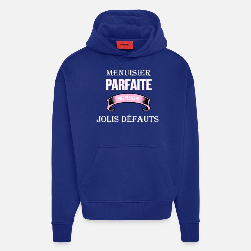 Menuisier cadeau humour - Sweat à capuche bio épais oversize fabriqué en UE - Iconic Blue