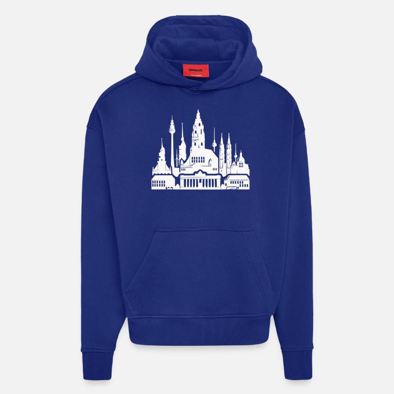 Horizon de Leipzig - Sweat à capuche bio épais oversize fabriqué en UE - Iconic Blue