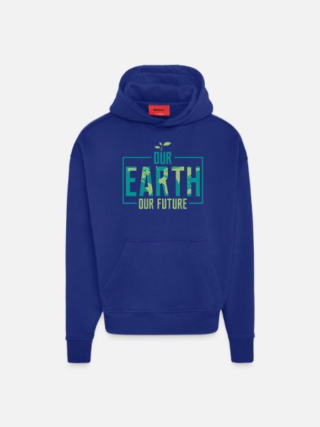 Our Earth Our Future Earth Day Environmental Plane - Hoodie- made by SPREAD  - Iconic Blue