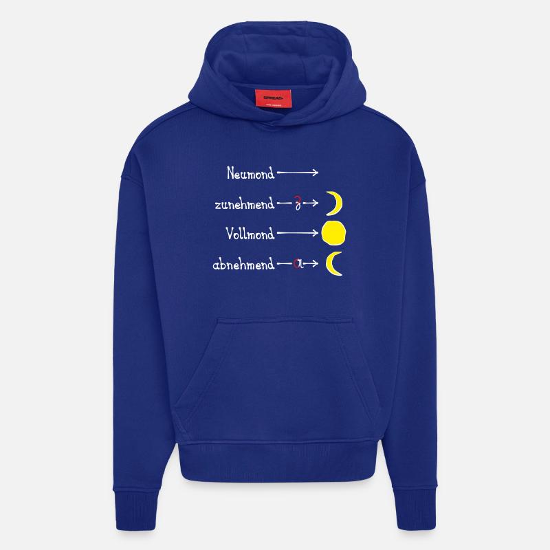 Mondphasen mit Eselsbrücke - hell - Hoodie- made by SPREAD  - Iconic Blue