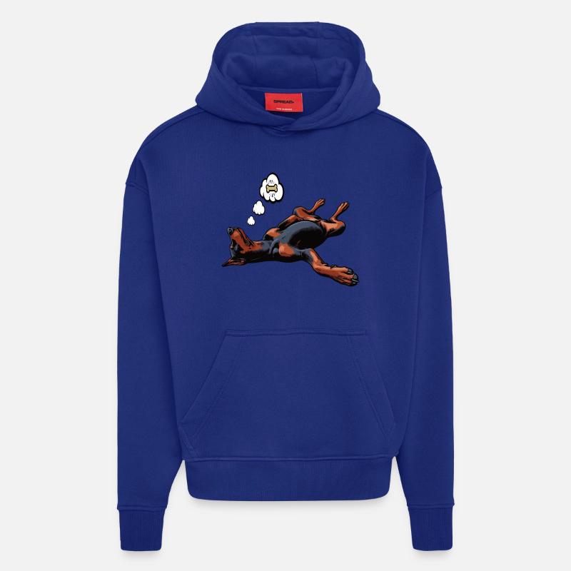Doberman Doberman Propriétaire Doberman Lovers - Sweat à capuche bio épais oversize fabriqué en UE - Iconic Blue