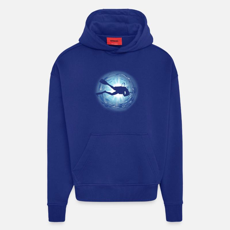 diver - Sweat à capuche bio épais oversize fabriqué en UE - Iconic Blue
