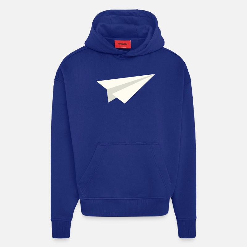 Classique d'avion de papier - Sweat à capuche bio épais oversize fabriqué en UE - Iconic Blue