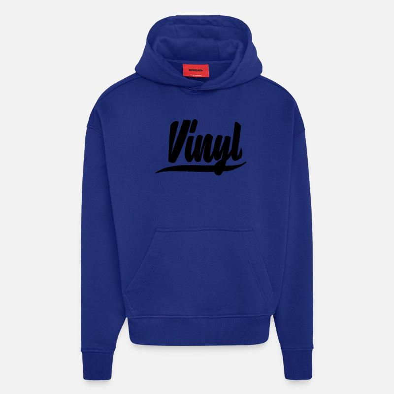 vinyle plat dj deejay musique fête autocollant patch - Sweat à capuche bio épais oversize fabriqué en UE - Iconic Blue