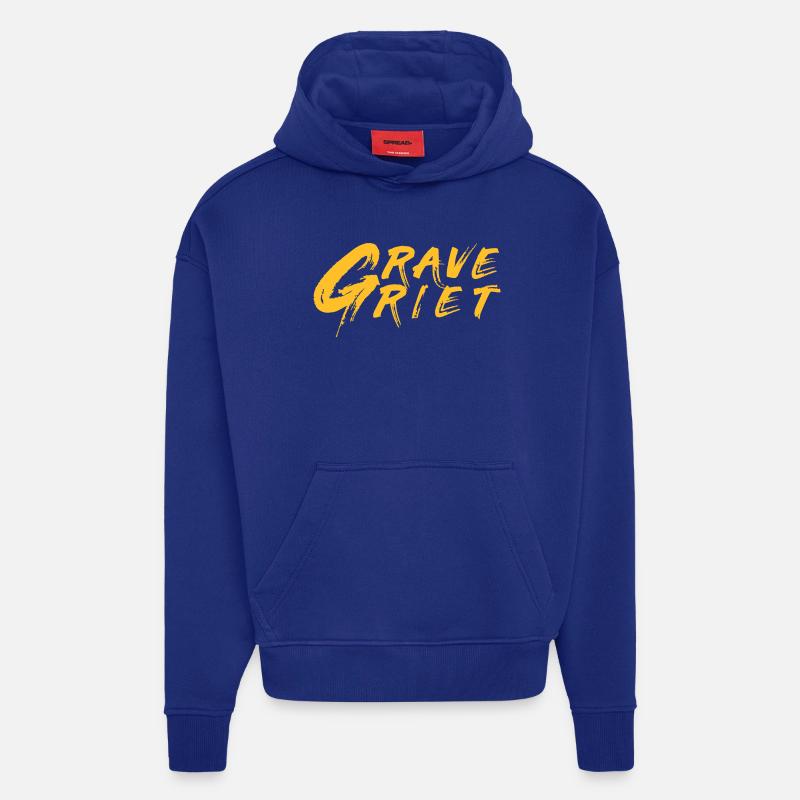 Grave Griet - Dialecte anversois - Sweat à capuche bio épais oversize fabriqué en UE - Iconic Blue