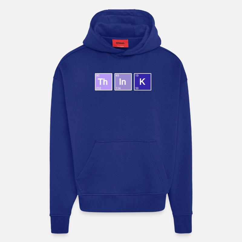 Think (bleu) - Sweat à capuche bio épais oversize fabriqué en UE - Iconic Blue