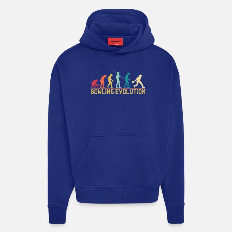 Affiche de voyage Bowlers Evolution - Sweat à capuche bio épais oversize fabriqué en UE - Iconic Blue