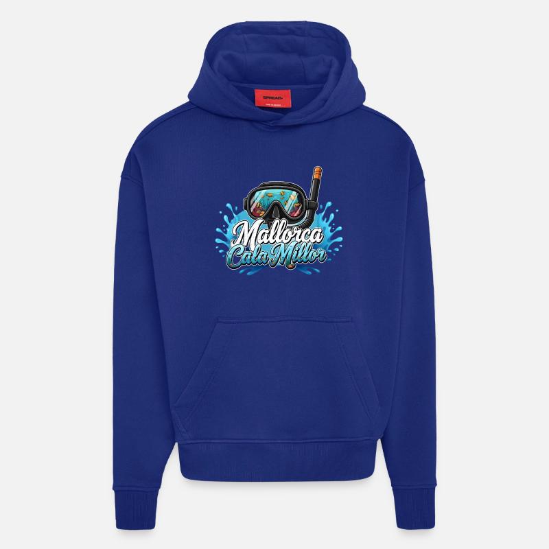 Plongée de rêve Cala Millor - Sweat à capuche bio épais oversize fabriqué en UE - Iconic Blue