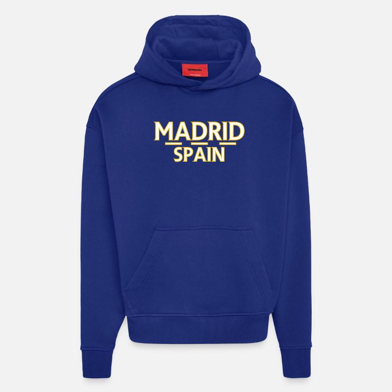 Madrid – Espagne - Sweat à capuche bio épais oversize fabriqué en UE - Iconic Blue