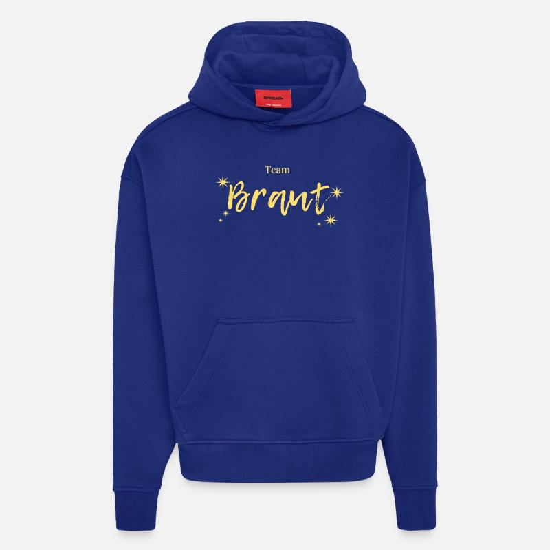Équipe Brant Gold Script Stars - Sweat à capuche bio épais oversize fabriqué en UE - Iconic Blue