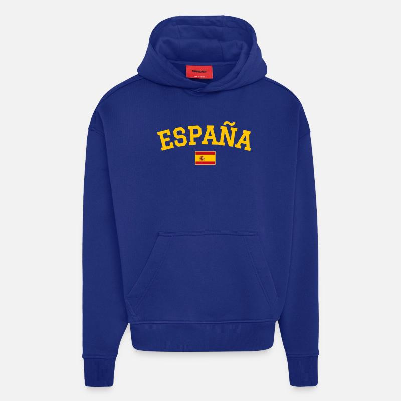 Conception du drapeau de l’Espagne - Sweat à capuche bio épais oversize fabriqué en UE - Iconic Blue