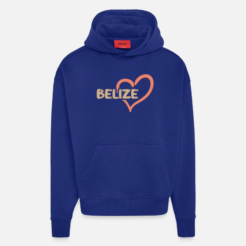 Belize sous le nom de Belize - Sweat à capuche bio épais oversize fabriqué en UE - Iconic Blue