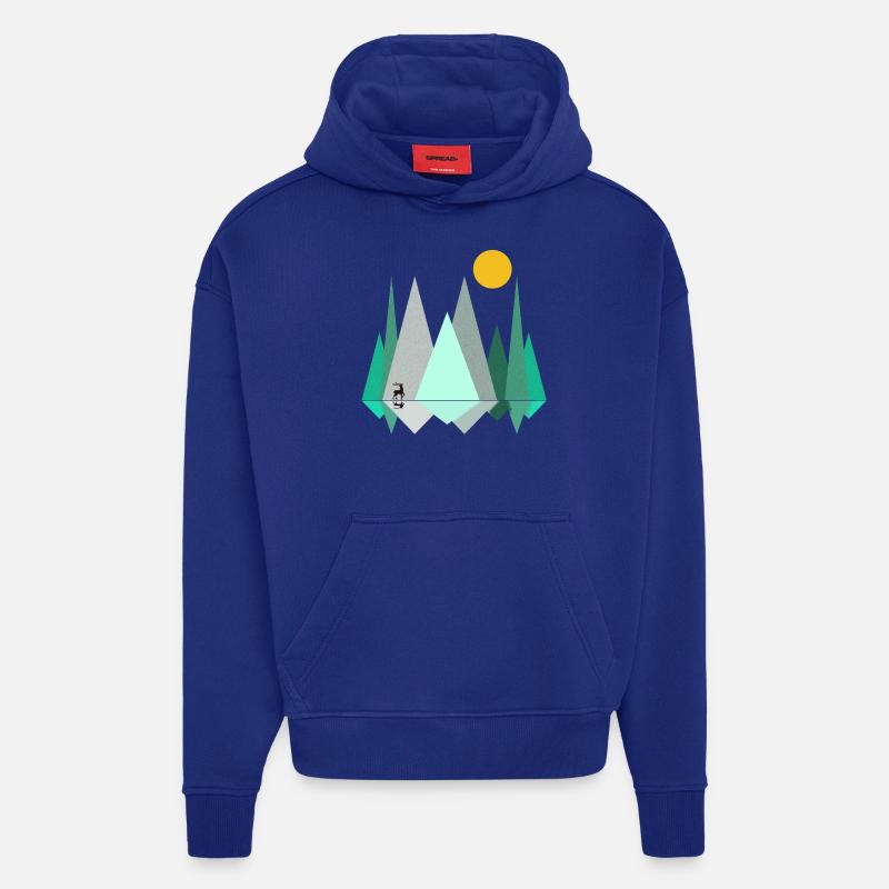 Forêt abstraite - Sweat à capuche bio épais oversize fabriqué en UE - Iconic Blue