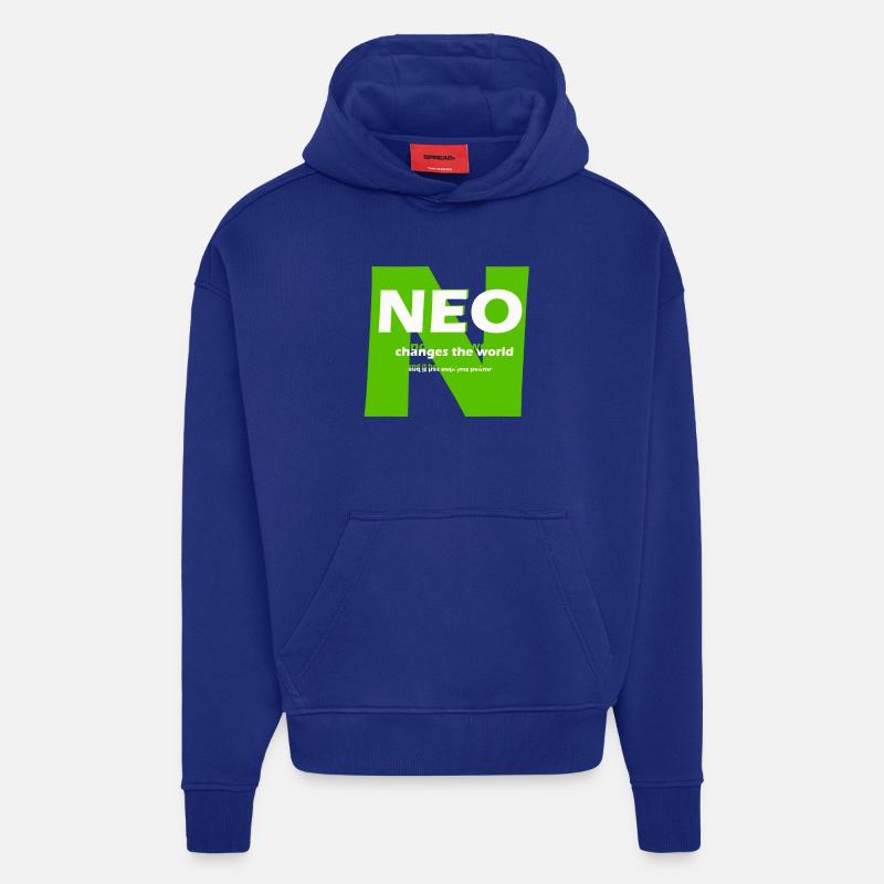 Neo changes the world - Sweat à capuche bio épais oversize fabriqué en UE - Iconic Blue