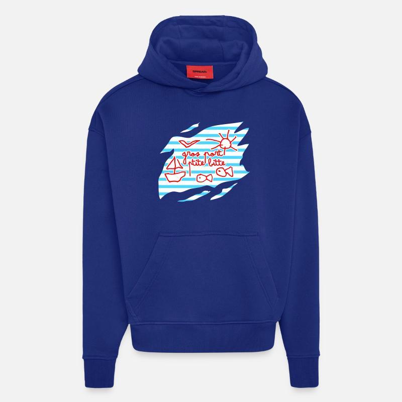 Marin dysorthographique - Sweat à capuche bio épais oversize fabriqué en UE - Iconic Blue
