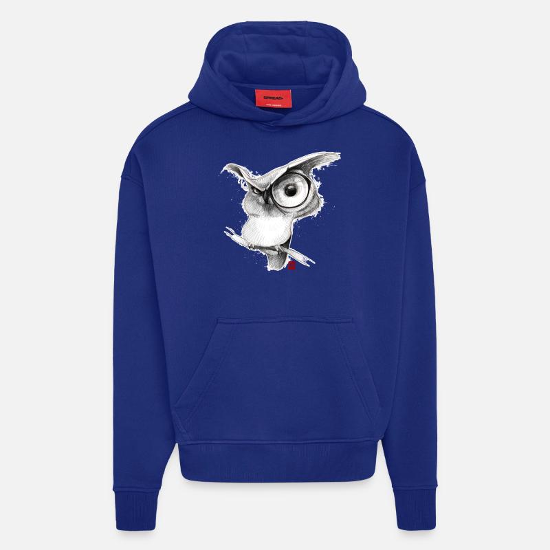 Skizzenhafte Eule - Hoodie- made by SPREAD  - Iconic Blue
