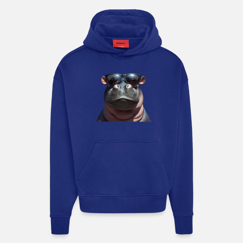 Nilpferd Flusspferd Hippo mit Sonnenbrille - Hoodie- made by SPREAD  - Iconic Blue