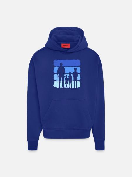 Far og tre børn T-shirt Far og 3 sønner - Heavyweight oversized organic hoodie made in EU - Iconic Blue