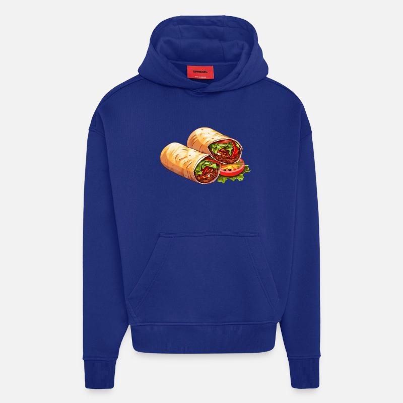 Délicatesse savoureuse : Döner Dürüm Wrap - Sweat à capuche bio épais oversize fabriqué en UE - Iconic Blue