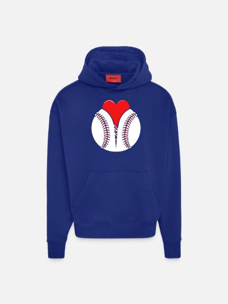 Le baseball que j’aime - Sweat à capuche bio épais oversize fabriqué en UE - Iconic Blue