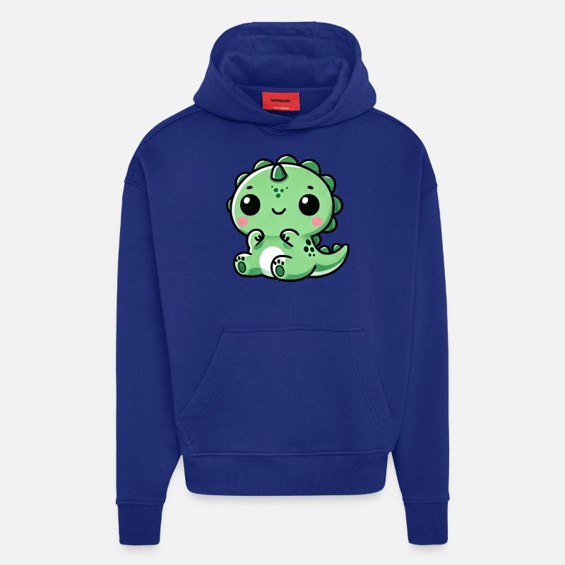 Mignon Dino T-Rex Chibi - Sweat à capuche bio épais oversize fabriqué en UE - Iconic Blue