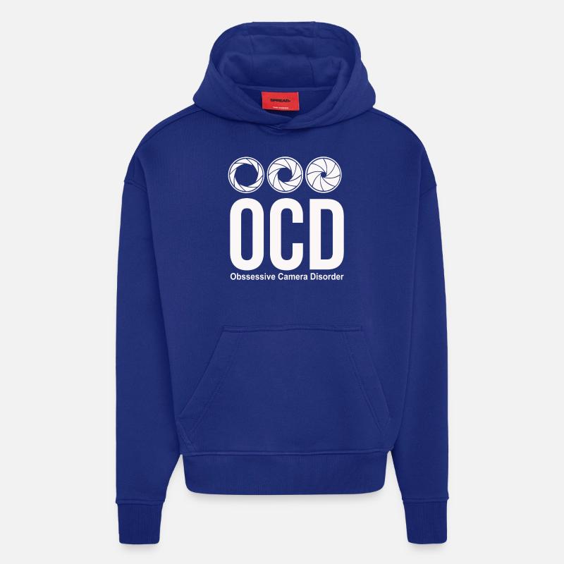 ocd photographer funny - Sweat à capuche bio épais oversize fabriqué en UE - Iconic Blue