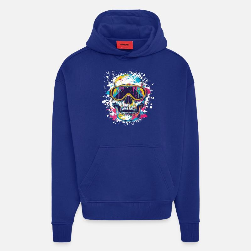 Skull Ski Lunettes de ski - Sweat à capuche bio épais oversize fabriqué en UE - Iconic Blue