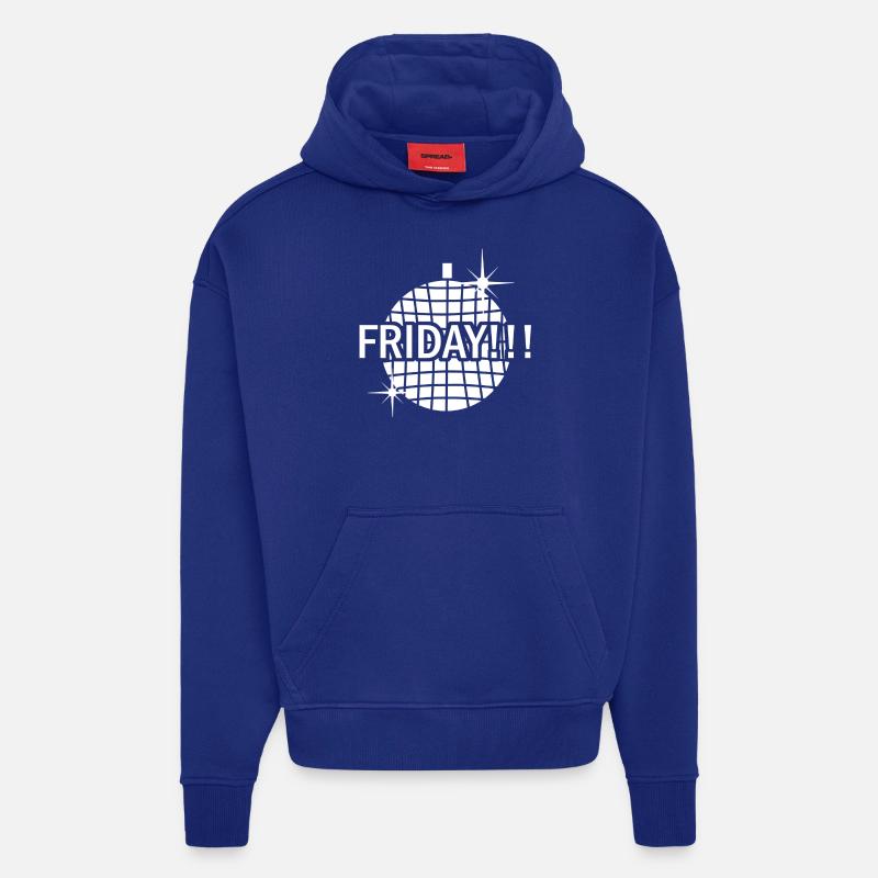 Friday white - Hoodie- made by SPREAD  - Iconic Blue