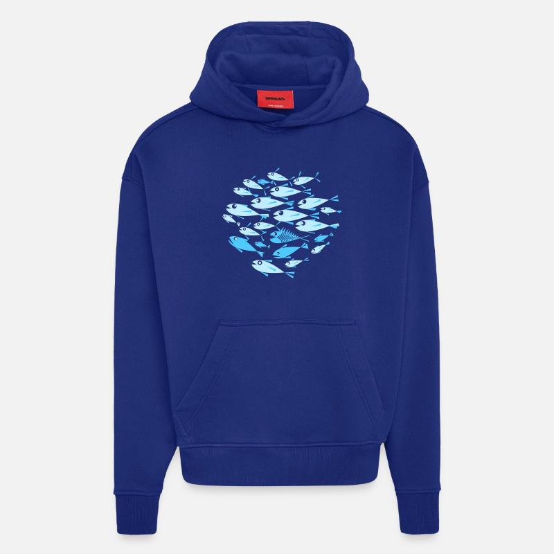 poisson Cyan - Sweat à capuche bio épais oversize fabriqué en UE - Iconic Blue