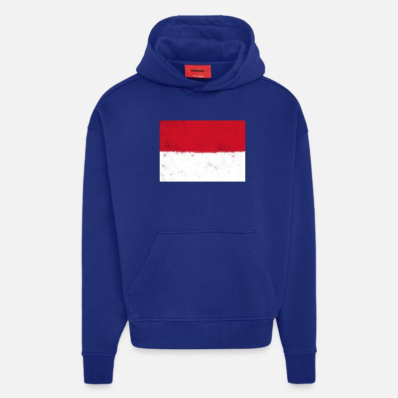 Drapeau de Monaco - Sweat à capuche bio épais oversize fabriqué en UE - Iconic Blue
