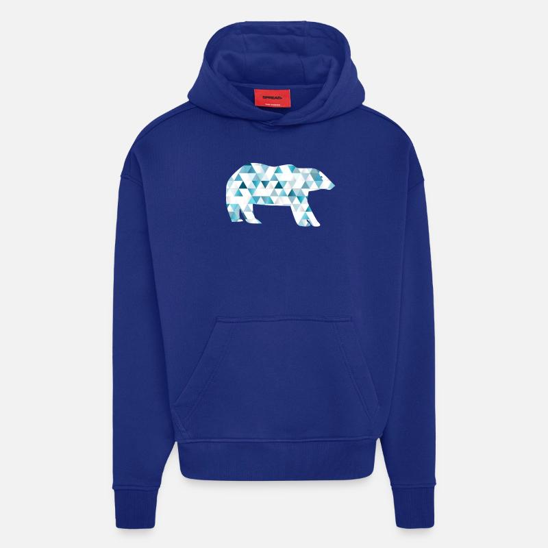 Ours polaire avec triangles - Sweat à capuche bio épais oversize fabriqué en UE - Iconic Blue