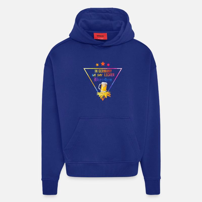In_Germany_we_say_Lecker_Bierchen_- - Sweat à capuche bio épais oversize fabriqué en UE - Iconic Blue
