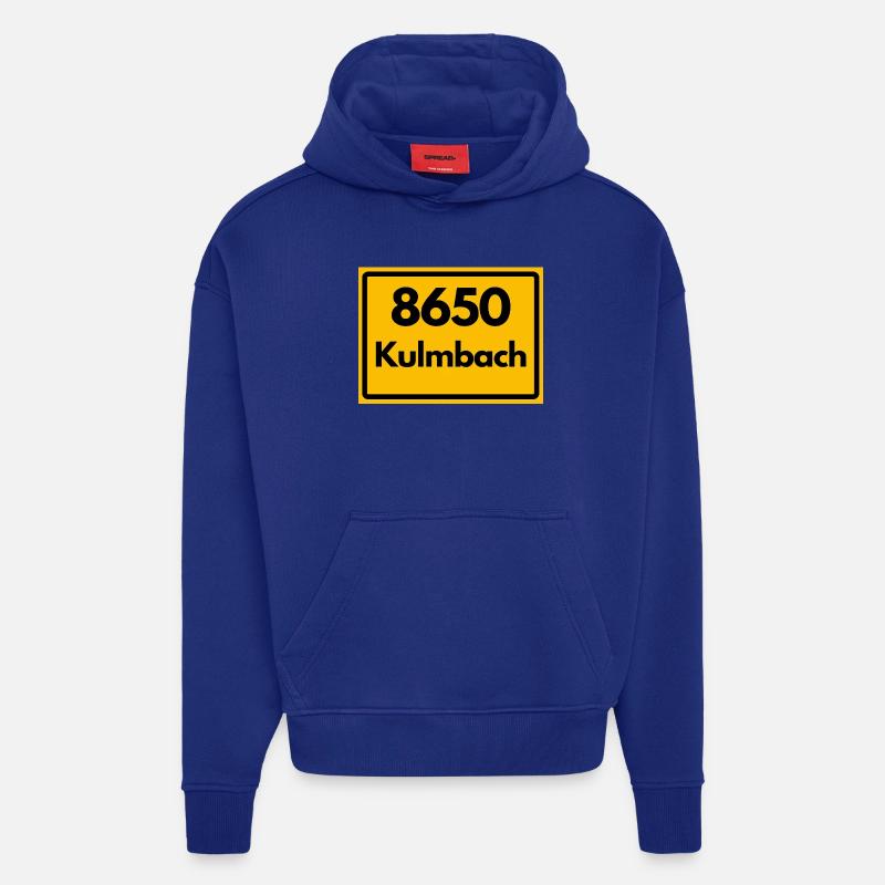 ANCIEN CODE POSTAL 8650 KULMBACH HEIMATSTOLZ - Sweat à capuche bio épais oversize fabriqué en UE - Iconic Blue