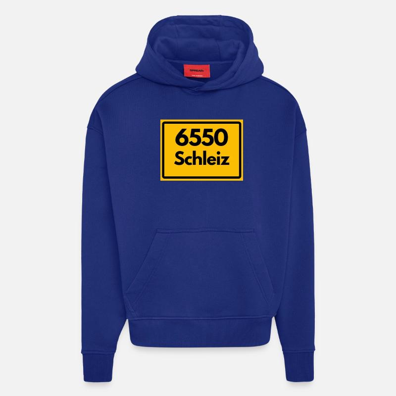 Alte Postleitzahl 6550 Schleiz, Thüringen, PLZ - Hoodie- made by SPREAD - Iconic Blue