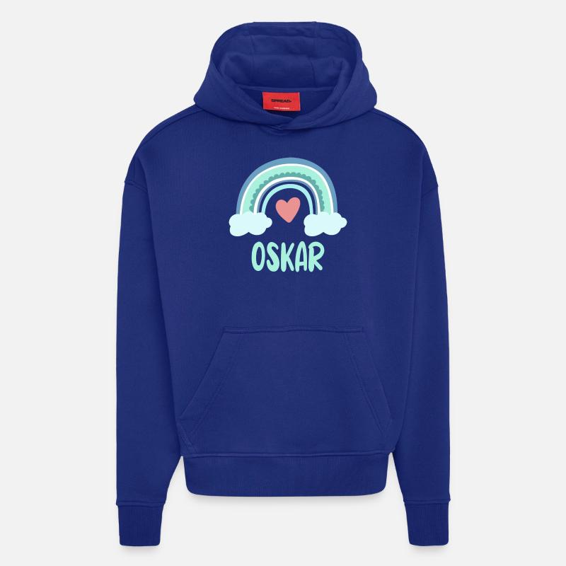 Oskar Nom Rainbow Baby - Sweat à capuche bio épais oversize fabriqué en UE - Iconic Blue