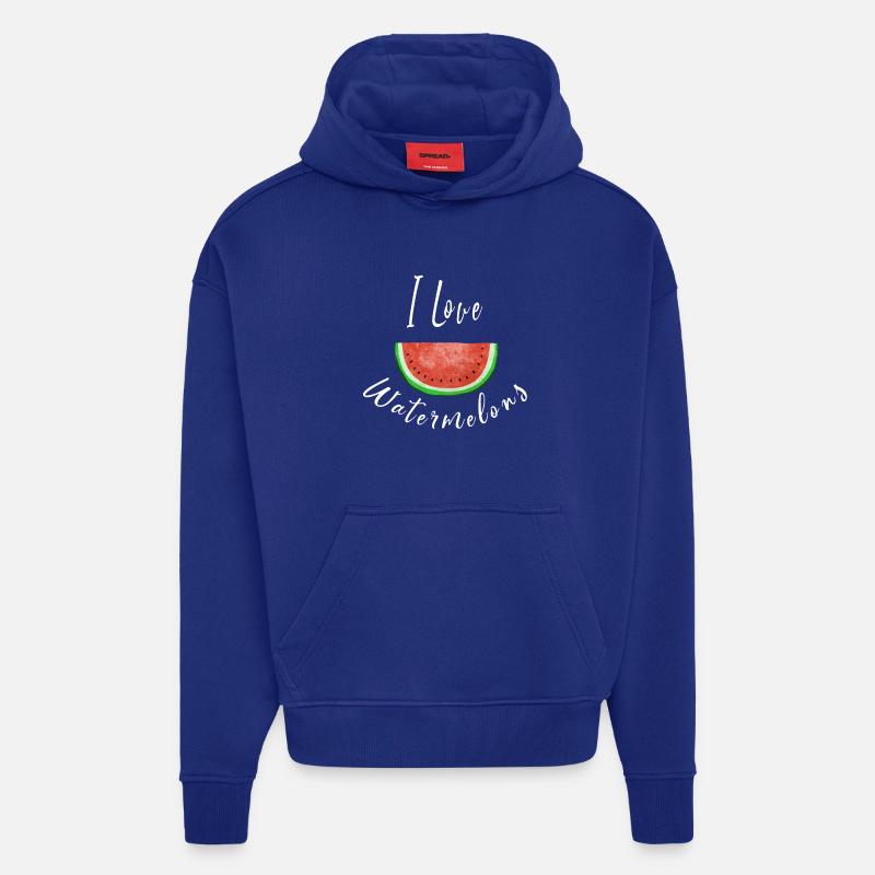 J'aime Pastèques - Watermelon - Fruit - Sweat à capuche bio épais oversize fabriqué en UE - Iconic Blue