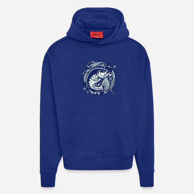 Poisson-grenouille avec des bulles d’eau design - Sweat à capuche bio épais oversize fabriqué en UE - Iconic Blue