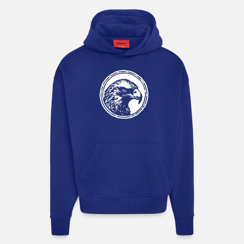 Aigle Tête d’aigle - Sweat à capuche bio épais oversize fabriqué en UE - Iconic Blue